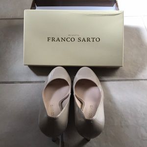 Franco Sarto patent pump nude heels